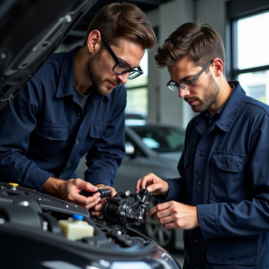 European Auto Service Technician at Work