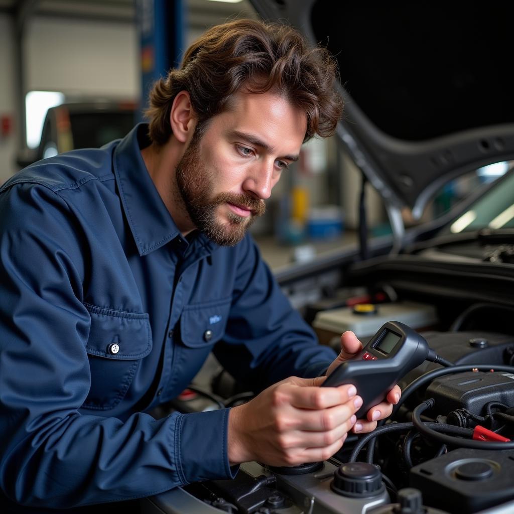 Everett auto mechanic performing diagnostics on a vehicle