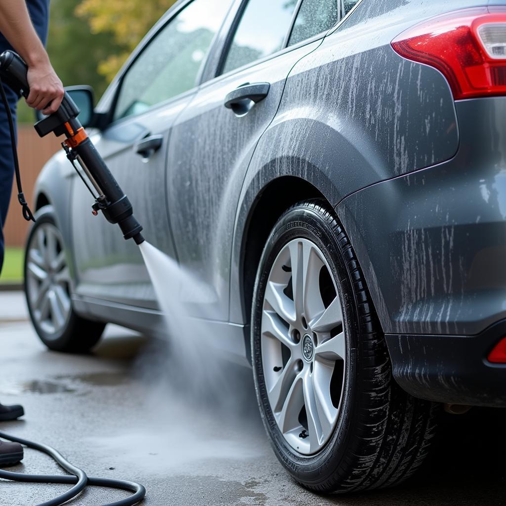 Exterior car steam cleaning