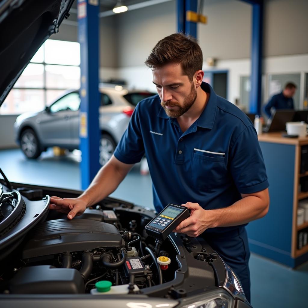 Fairmount Auto Service Technician Working on a Car Engine