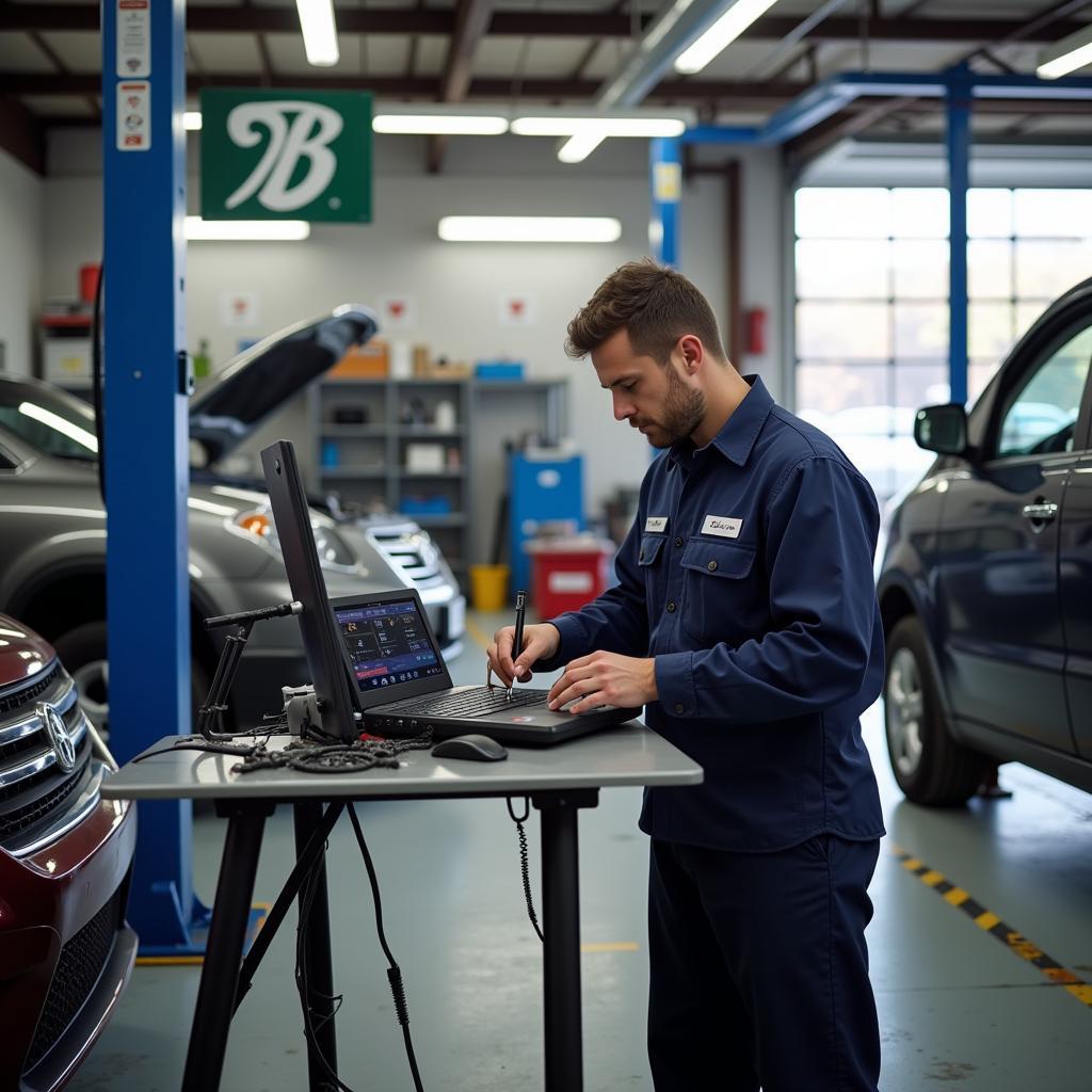 Mechanic working on a car in a Falls Church auto repair shop