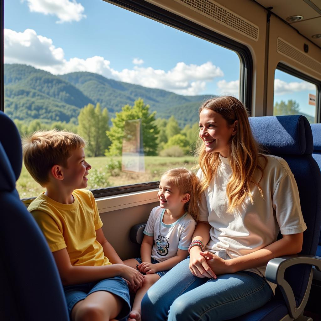 Family Enjoying Auto Train Trip