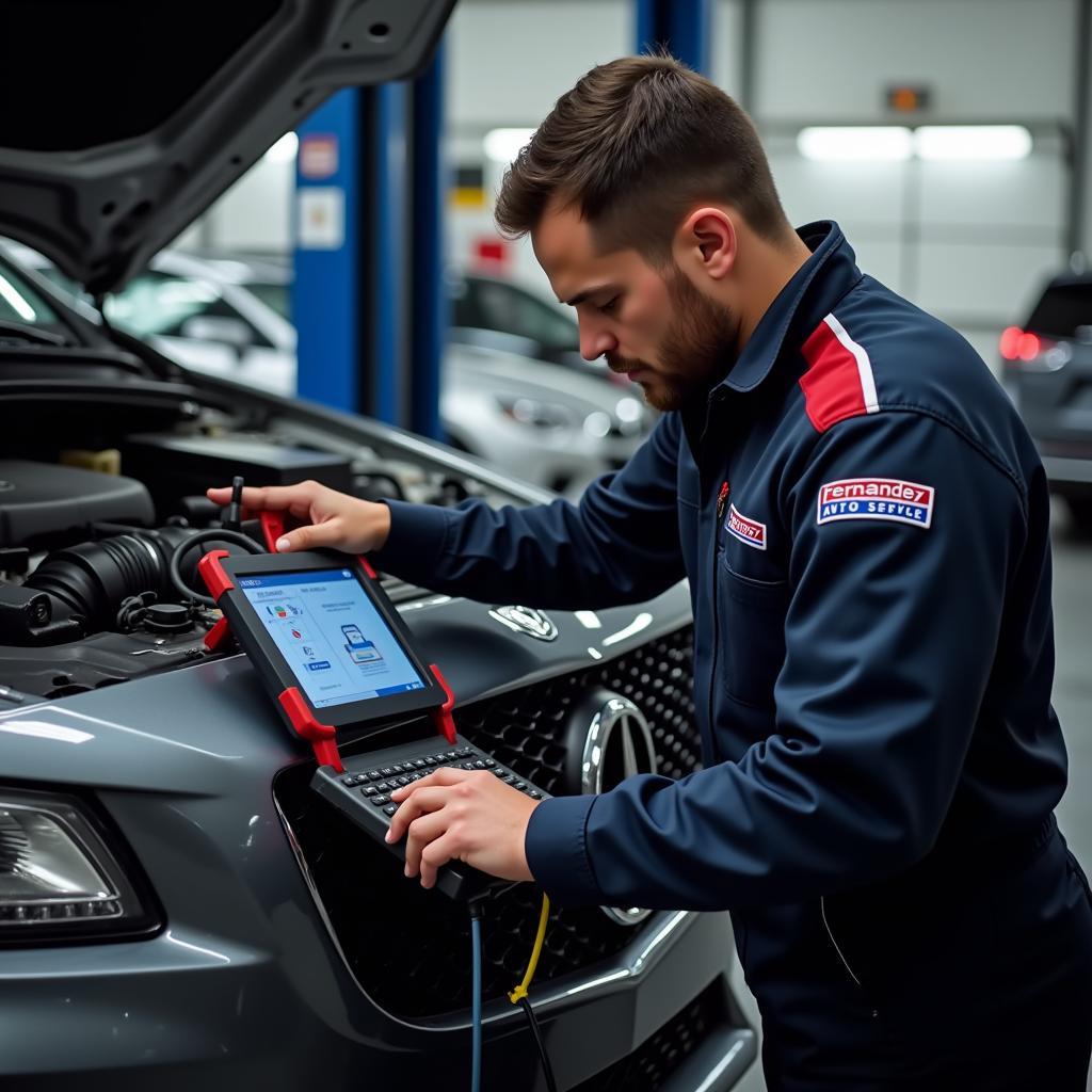 Fernandez Auto Service Technician Working on a Car