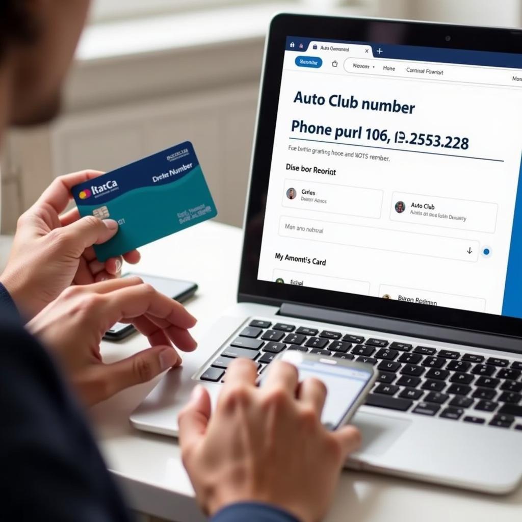 Finding the correct auto club phone number on a website and membership card