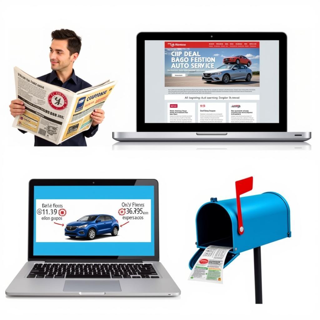 Various ways to find auto service coupons in Indianapolis, including newspapers, websites, and direct mail.