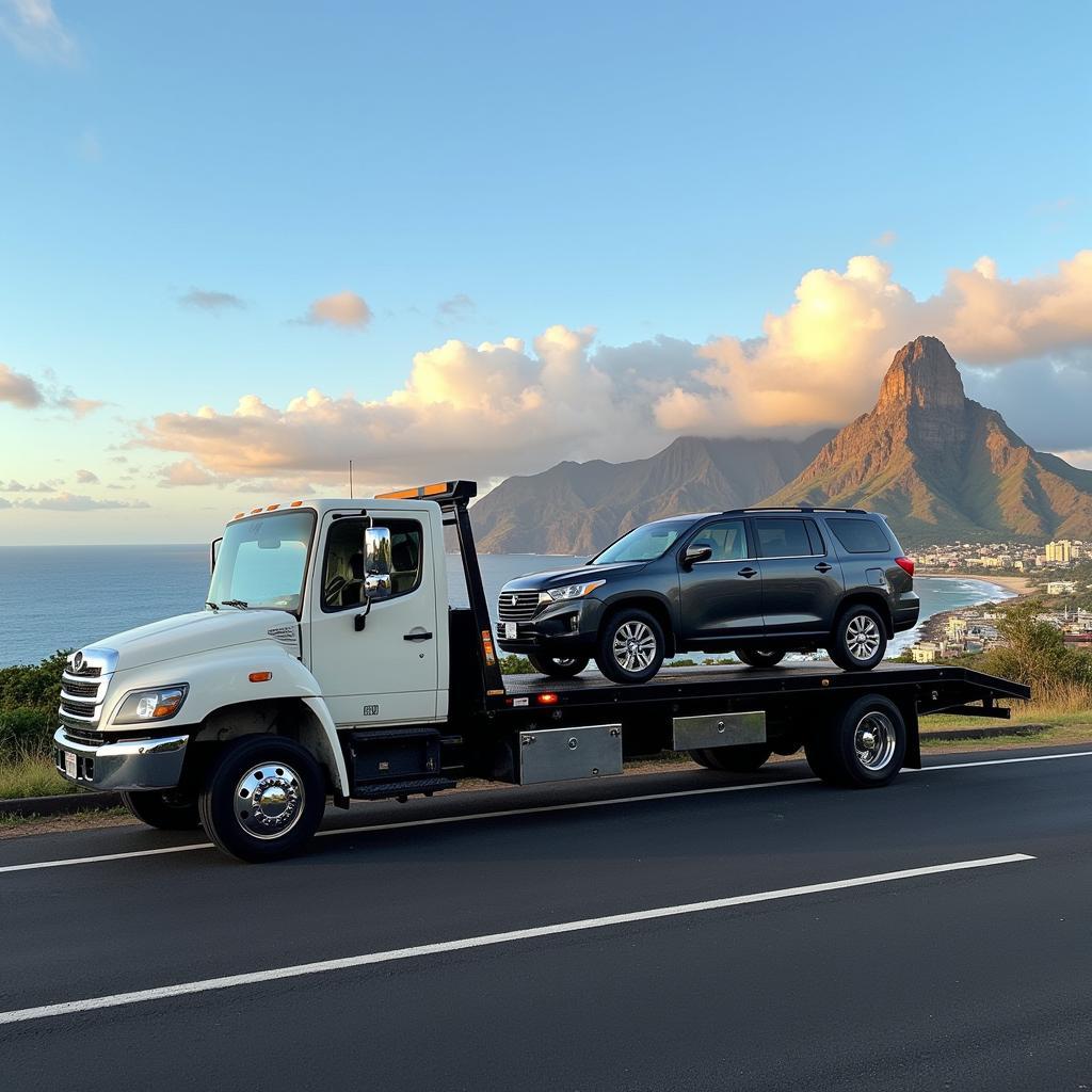 Flatbed Tow Truck in Action Honolulu