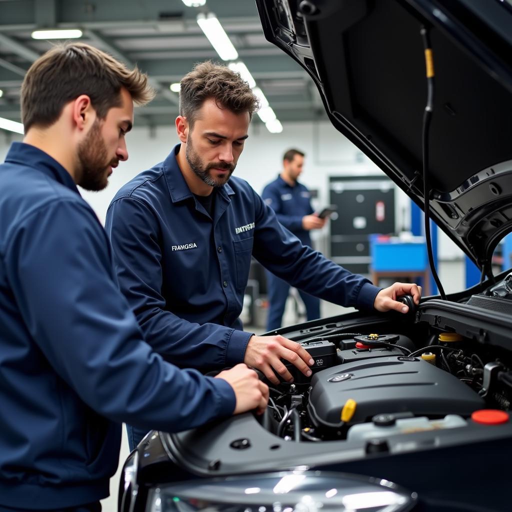 Franconia Auto Service Team Checking a Car