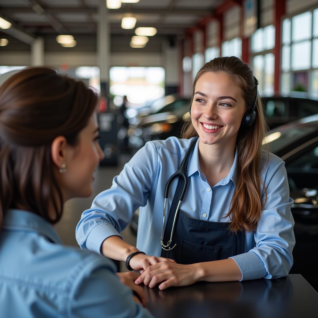 Friendly Customer Service Representative at an Auto Service Center