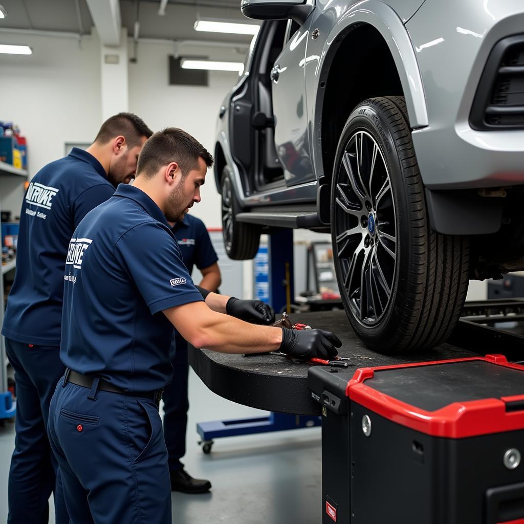 Certified Technicians Working in a Frisco Auto Repair Shop