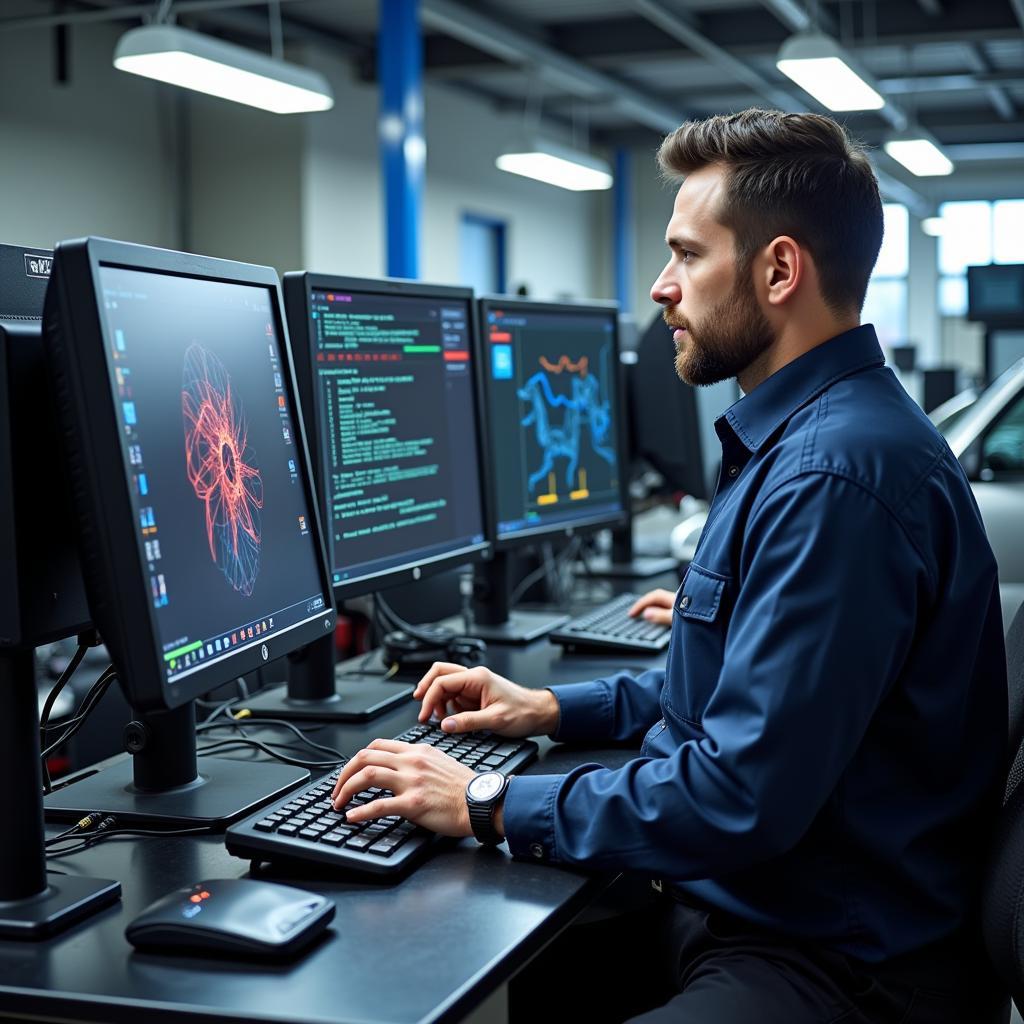 Modern Diagnostic Equipment in an Auto Repair Shop