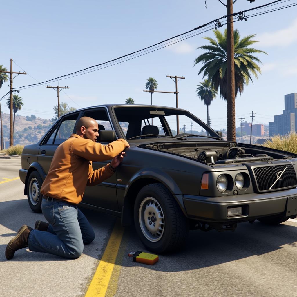 GTA 5 Mechanic On Call Repairing a Damaged Car