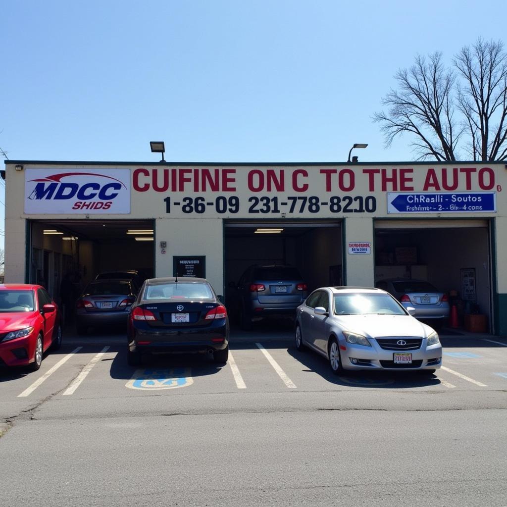 Exterior of a busy auto repair shop in Hagerstown MD