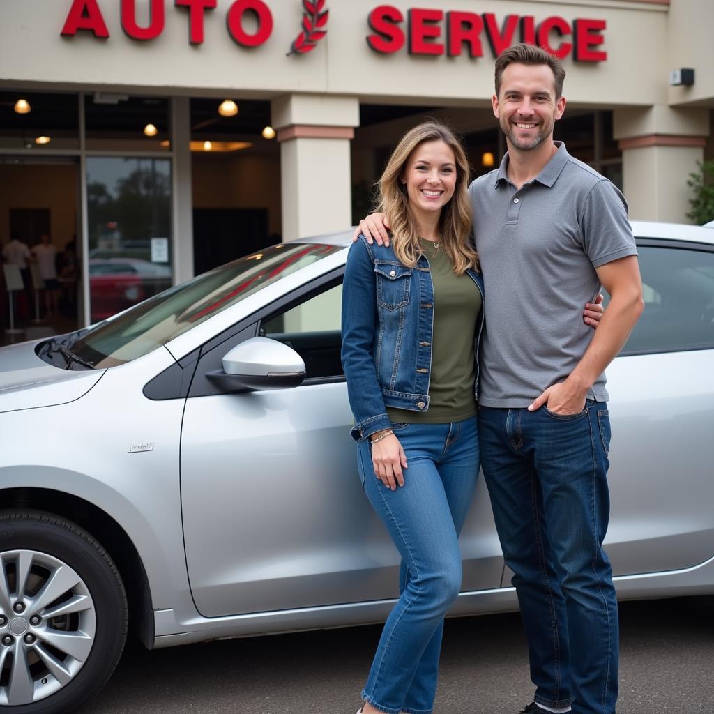 Happy Austin Driver with Repaired Car