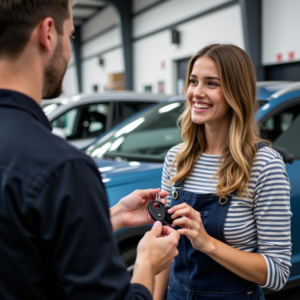 Happy Customer Receiving Car Keys