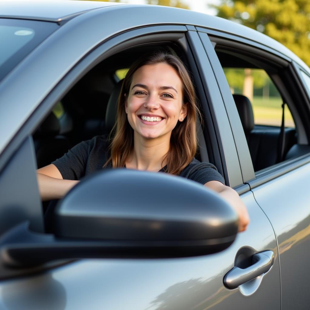 Happy Driver with Their Affordable Car