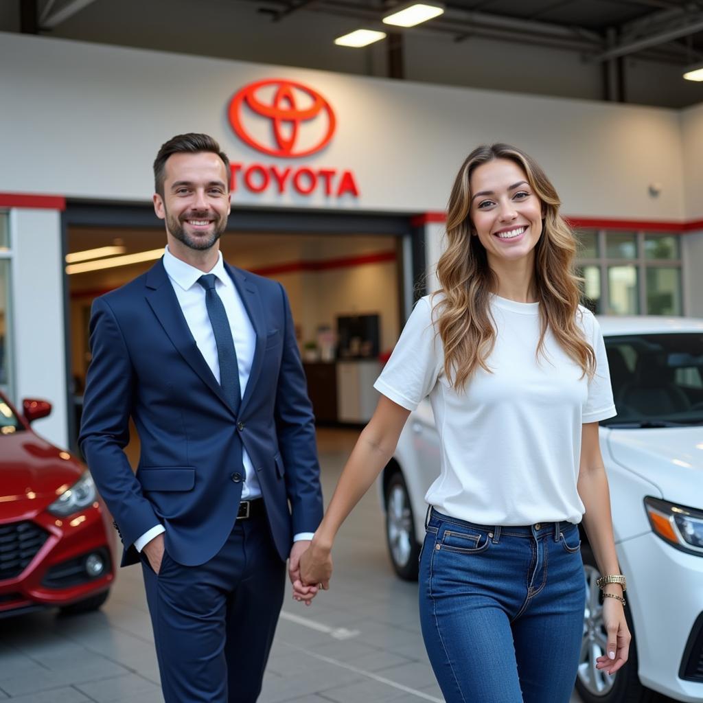 Satisfied Toyota Owner Leaving Service Center