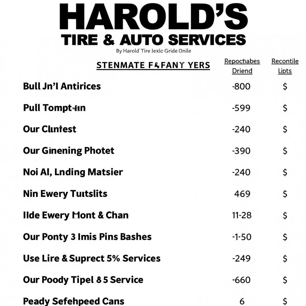 Transparent Pricing at Harold's Tire & Auto Services