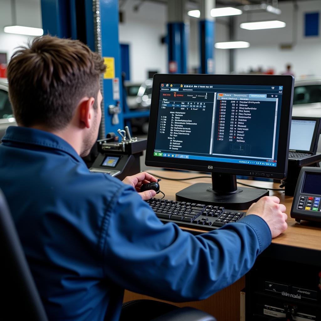 Modern Diagnostic Tools in a High-Tech Auto Service Center