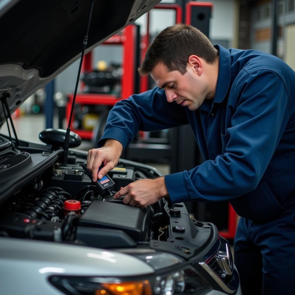 Mechanic Working on a Car in Hillsboro OR Auto Service Shop