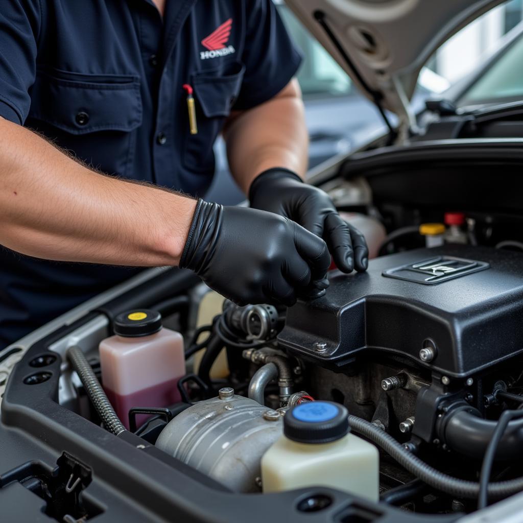 Honda Technician Performing Routine Maintenance