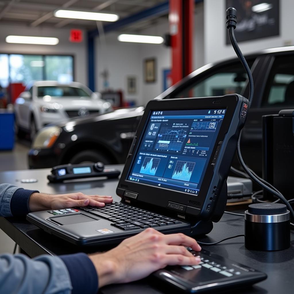 Modern diagnostic equipment being used at Hrant Auto Service Pasadena