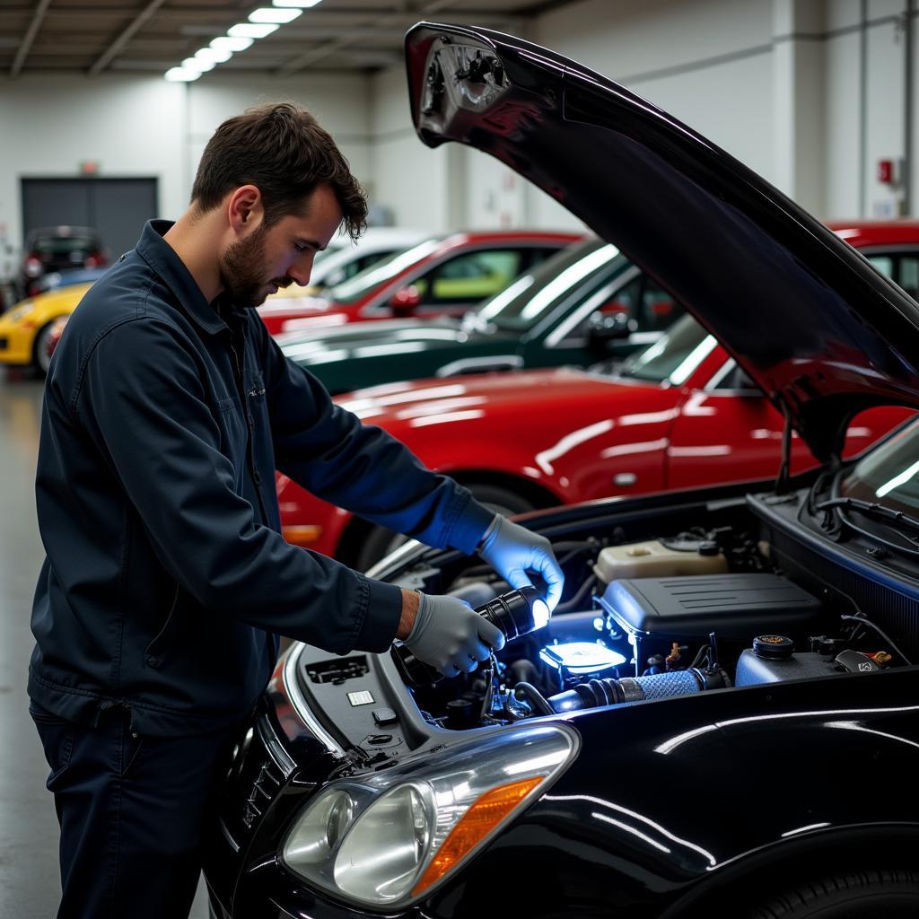 Inspecting a Car at an Auction