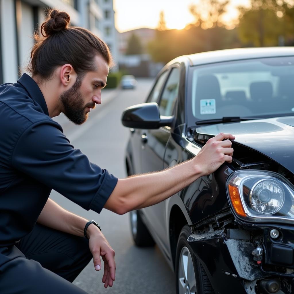 Insurance Adjuster Assessing Car Damage