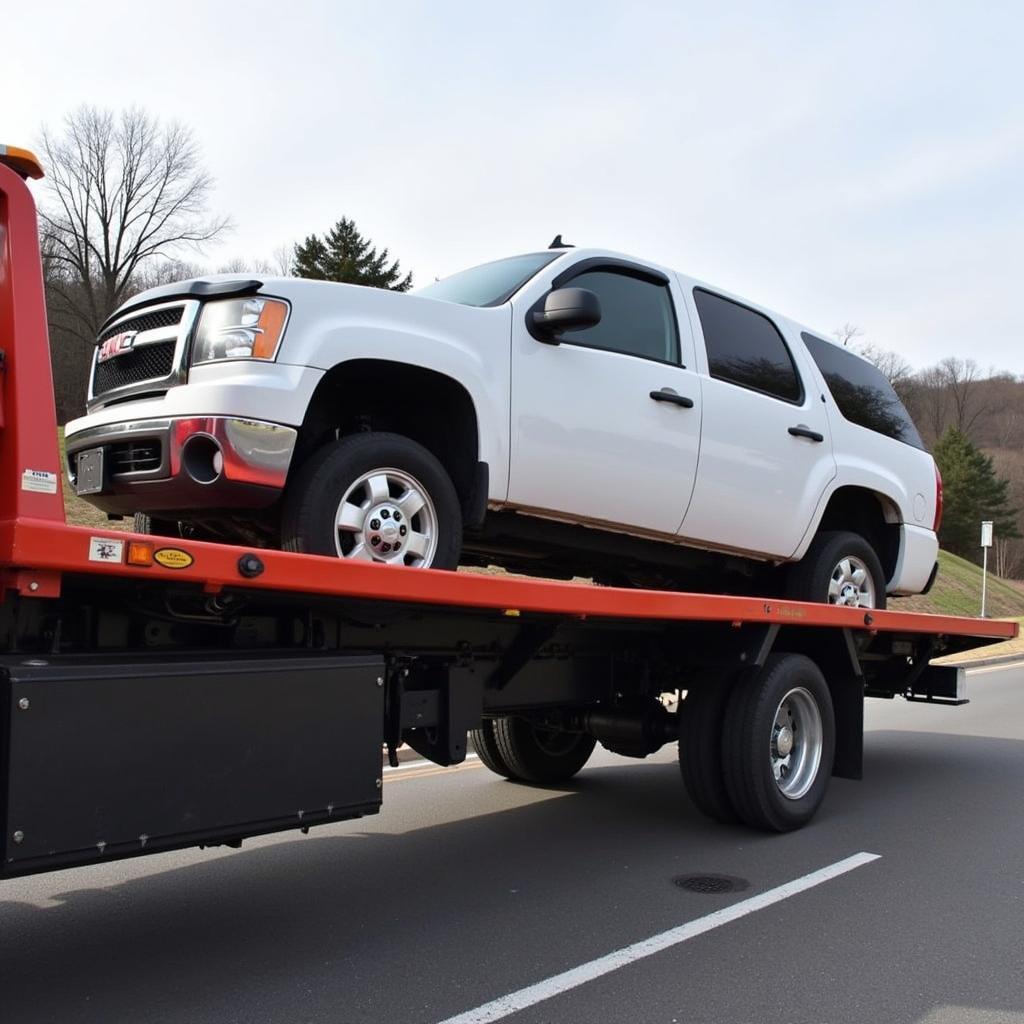 Tow truck damaging a car during transport - Insurance claim process