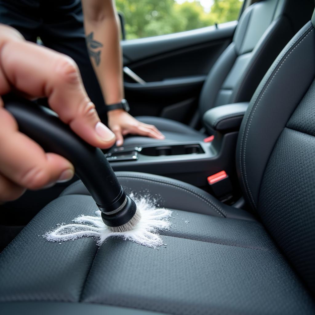 A car interior being meticulously cleaned by a professional detailing service in Jacksonville.