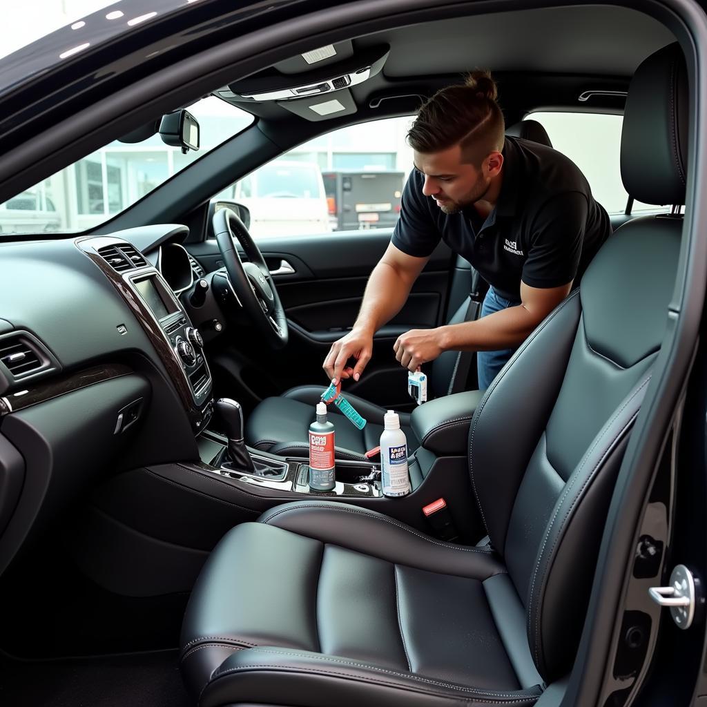 Interior car detailing services in Oldsmar, FL involve deep cleaning and sanitizing.