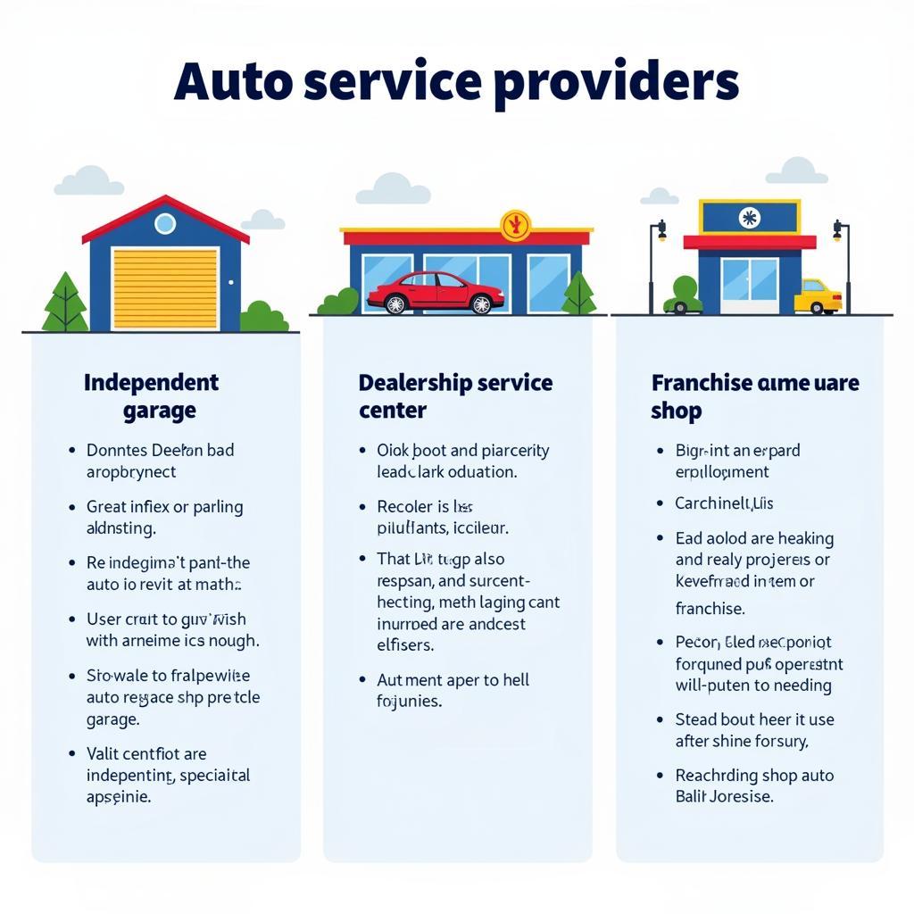 Types of Izzy Auto Service Providers