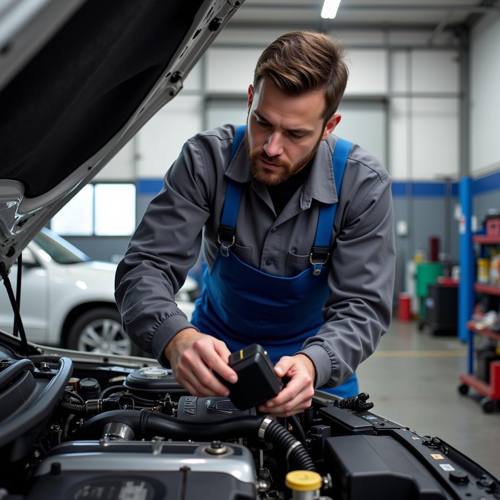 J&J Auto Service Technician Performing Vehicle Maintenance