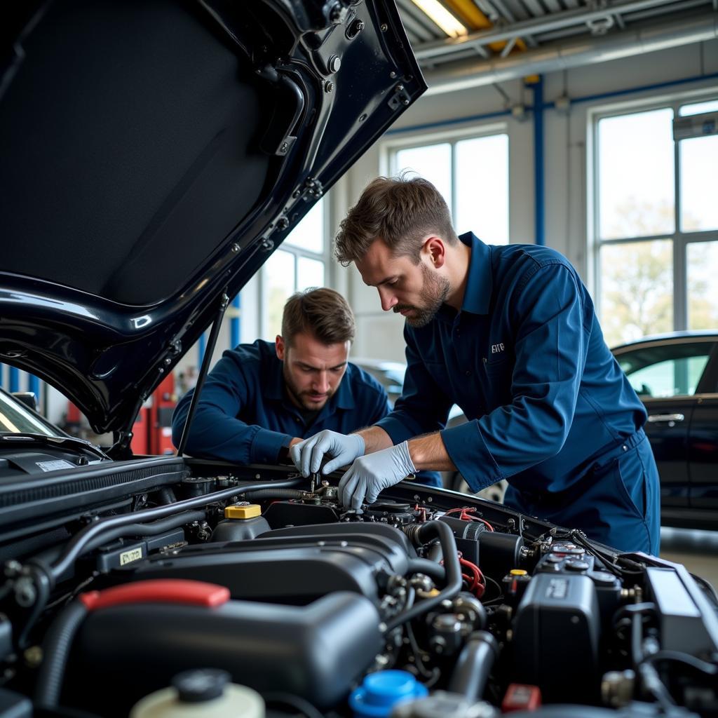 Experienced Technicians Servicing a Japanese Car