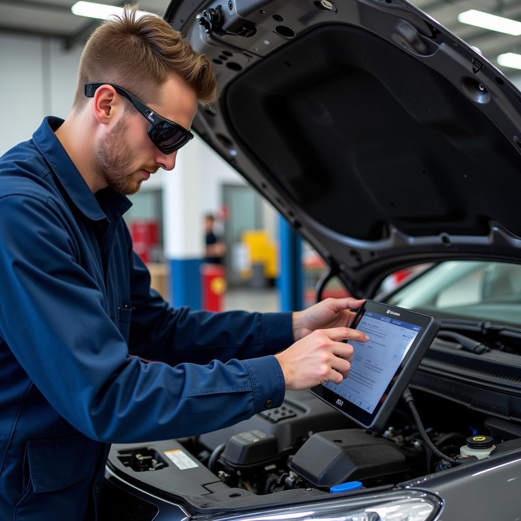 Expert JBS Auto Service Technician Diagnosing a Car Problem