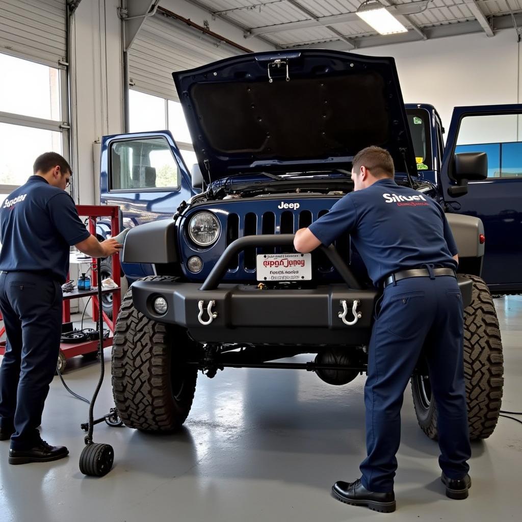 Jeep Wrangler Undergoing Service at Auto Nation