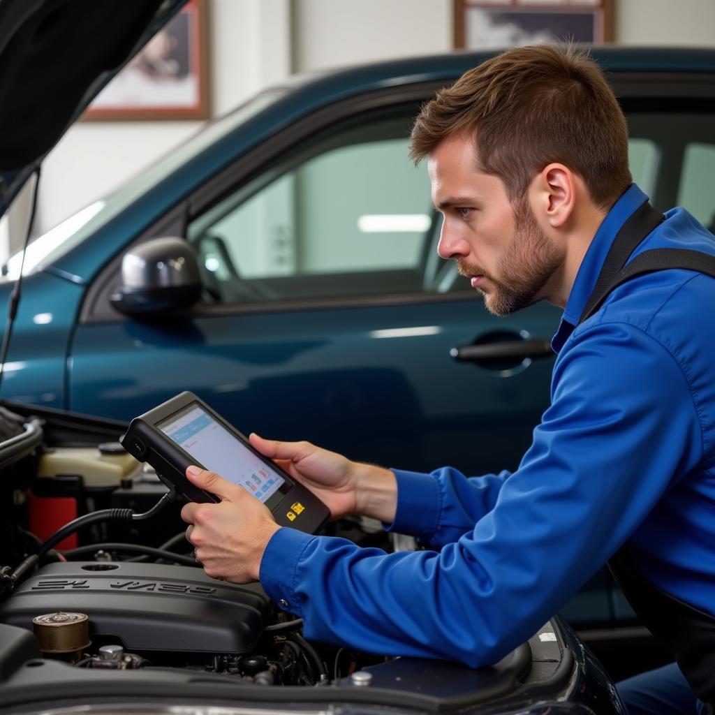 Certified Auto Service Technician Working on a Vehicle