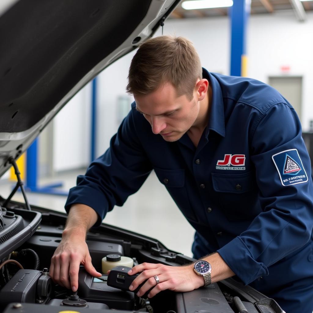 JG Auto Service Technician Checking a Car