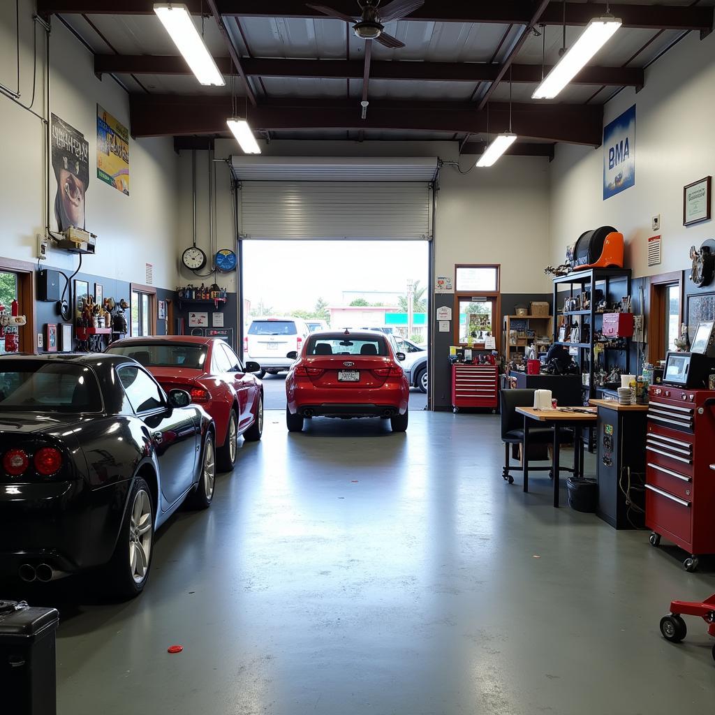 Modern and clean auto repair shop interior in Kailua