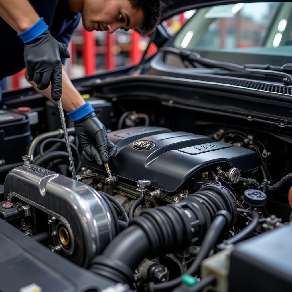 Kia Engine Undergoing Repair in Fullerton