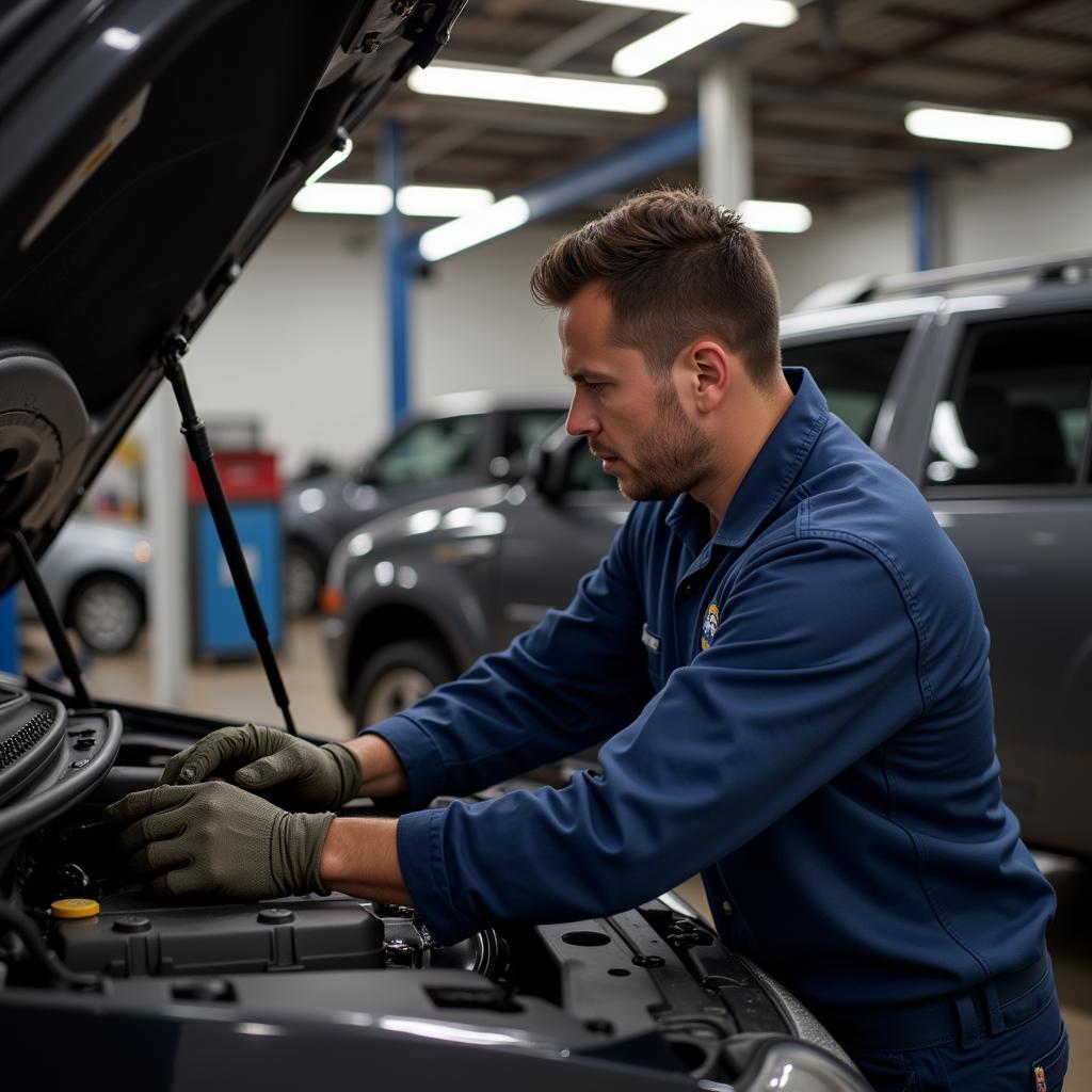 Certified Mechanic Performing Oil Change in Kyle, TX