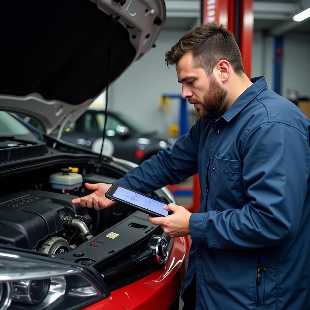 Lahaska Auto Mechanic Performing Vehicle Inspection