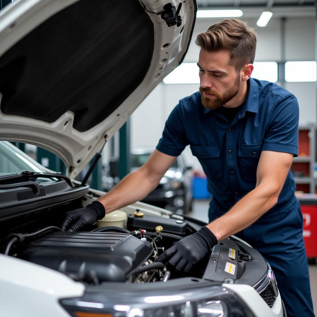 Mechanic Performing a Detailed Vehicle Inspection in Lander