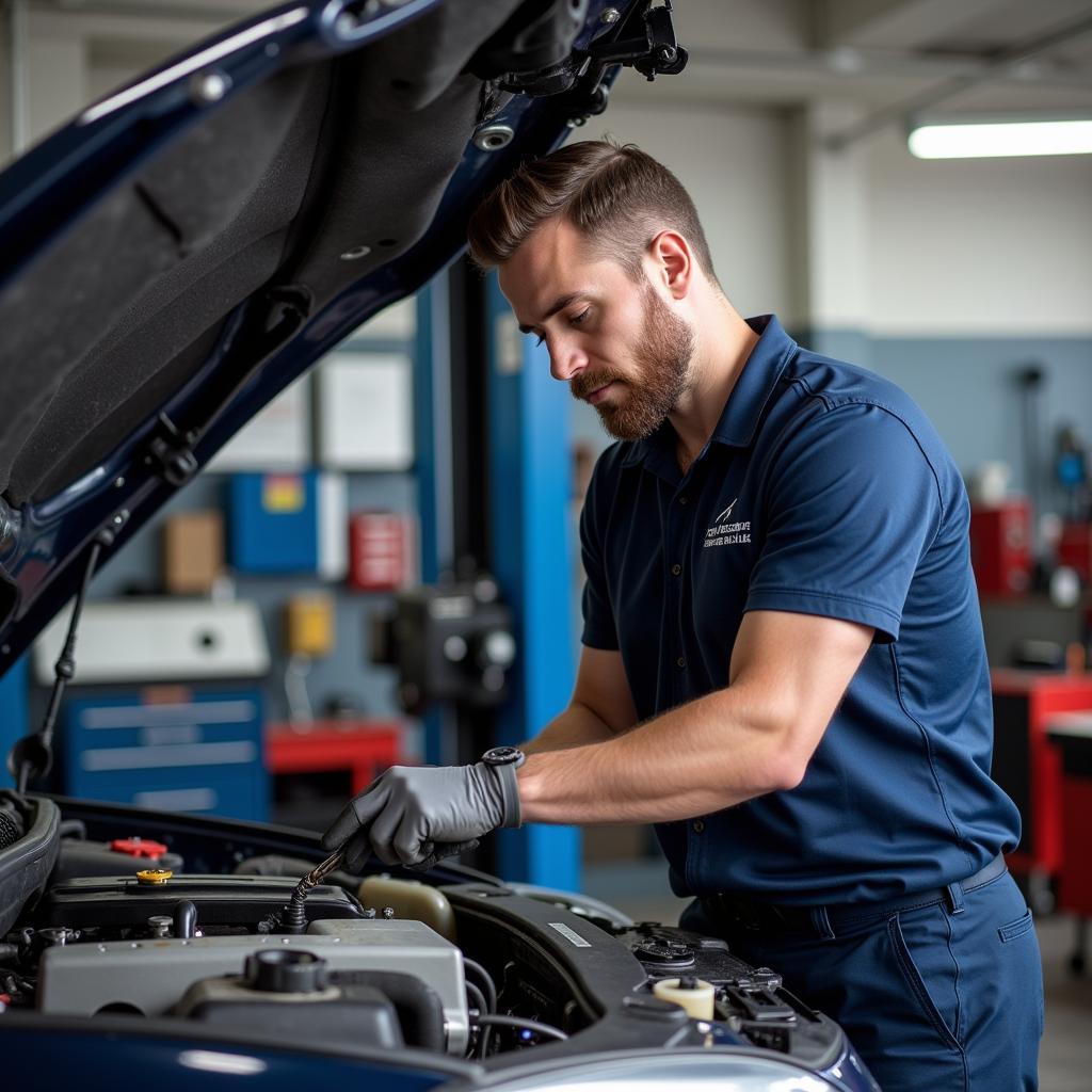 Experienced Mechanic Working on a Car in a Lansdale Auto Service Center