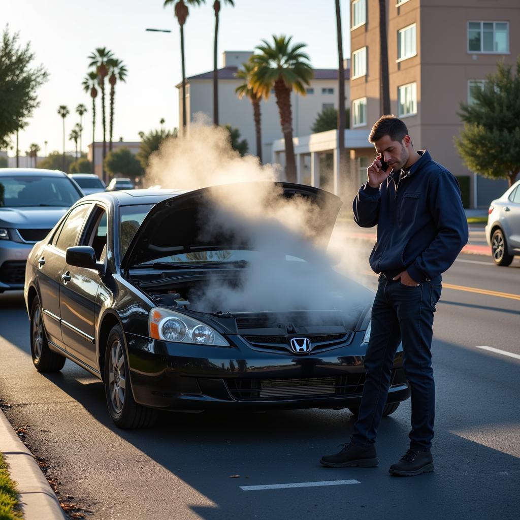 Car experiencing trouble in Las Vegas traffic