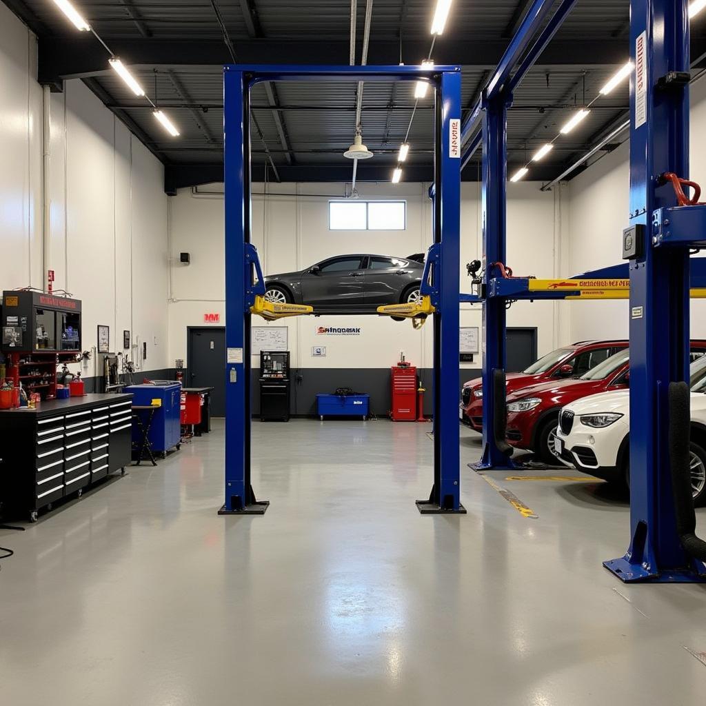 Modern equipment in an auto service bay in Lumberville