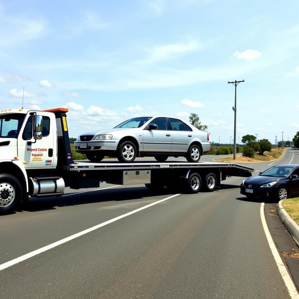 Tow Truck Assisting a Broken-Down Car in Mackay