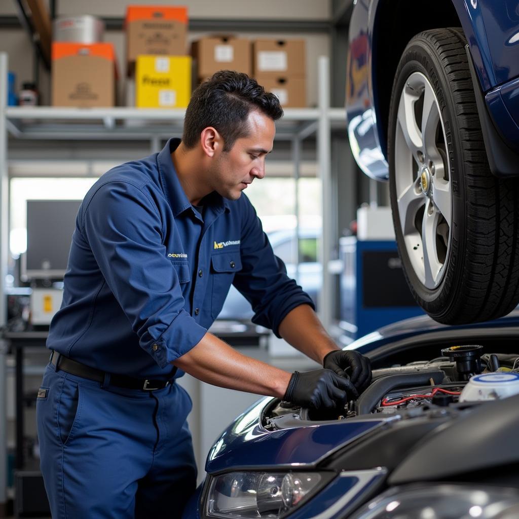 Mac's Auto Service Centre Technician Performing Vehicle Maintenance