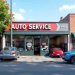 Modern Auto Service Shop Front on Main Street