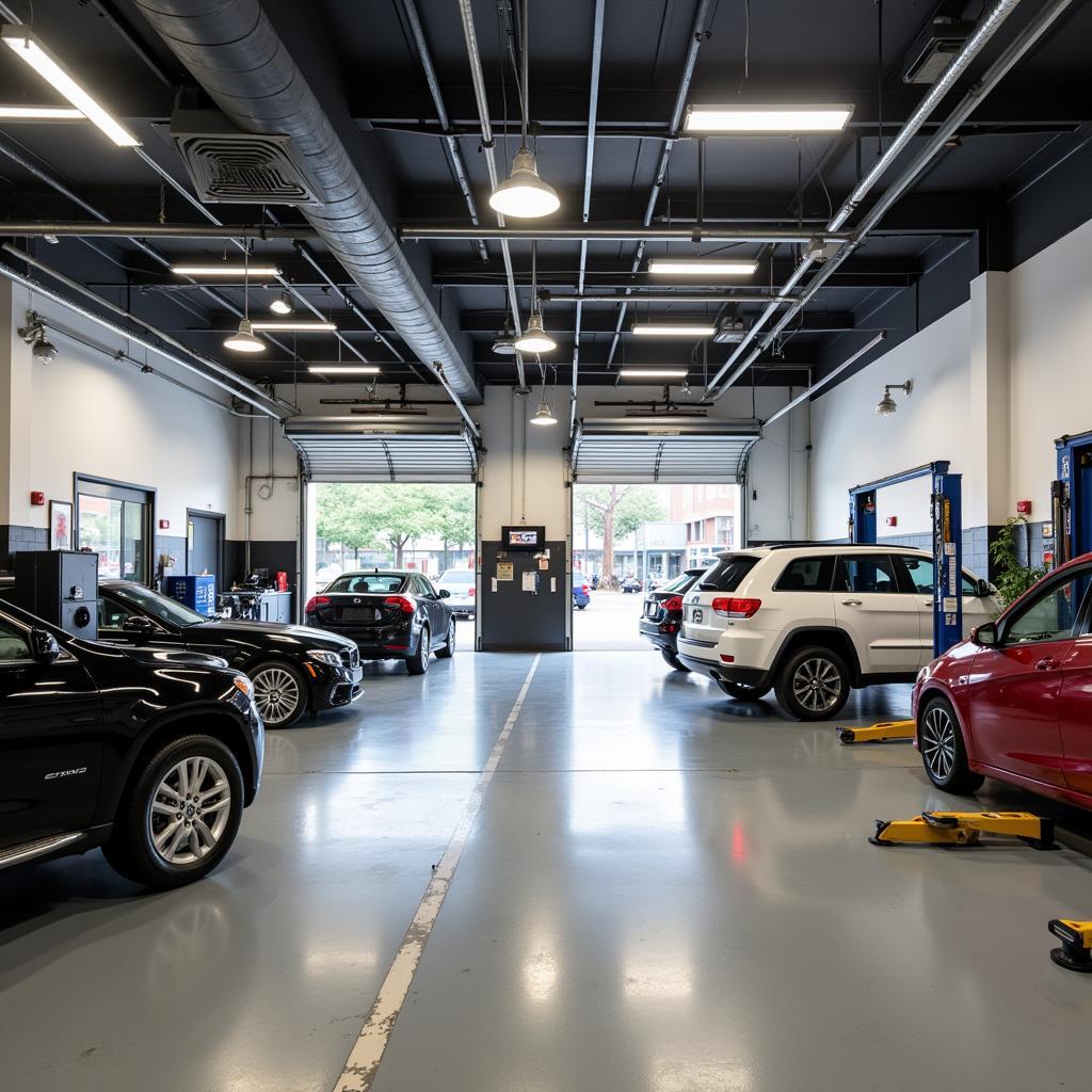 Modern and clean auto repair shop interior in Manhattan