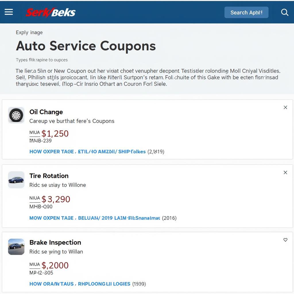 Manufacturer Website Showing Auto Service Coupons